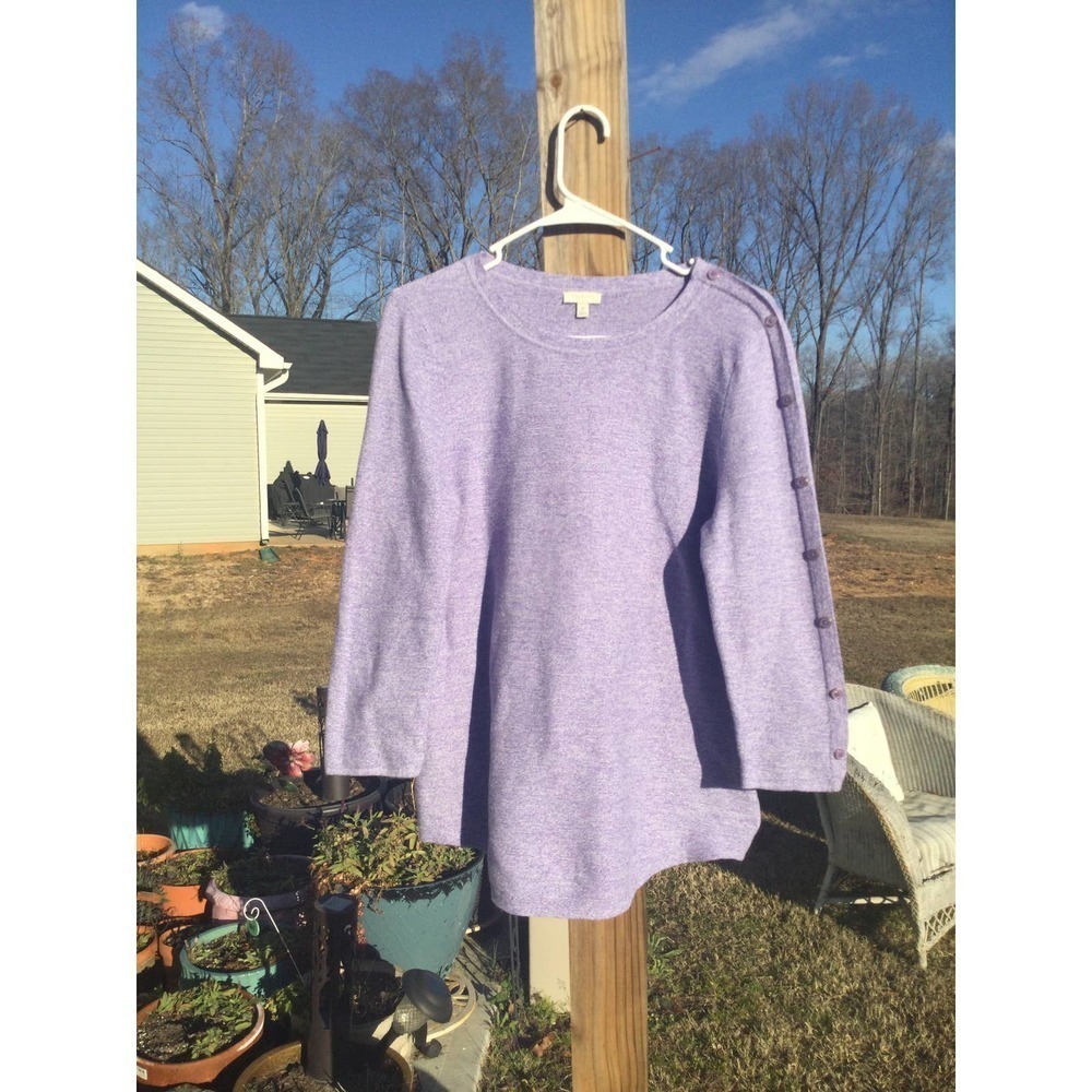 Talbots Lavender Crewneck Sweater with Side Button Detail